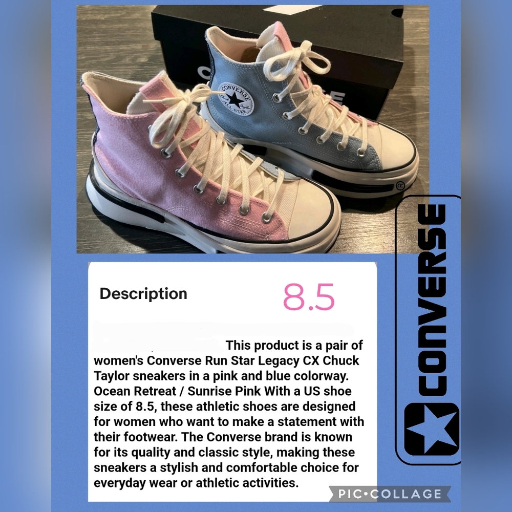 CONVERSE RUN STAR LEGACY CX Chuck Taylor  Pink Blue A04361C Sneakers Women’s 8.5
